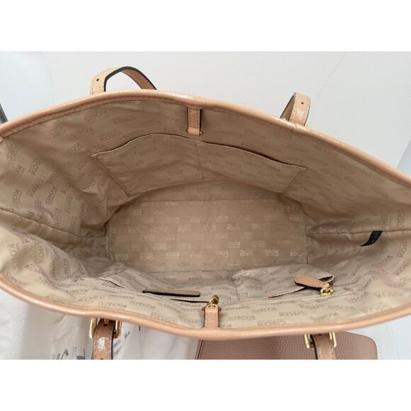 Michael Kors Handbag & Wallet Set Monogram Shiny Peach Tan Leather Gold Plate - Picture 10 of 16